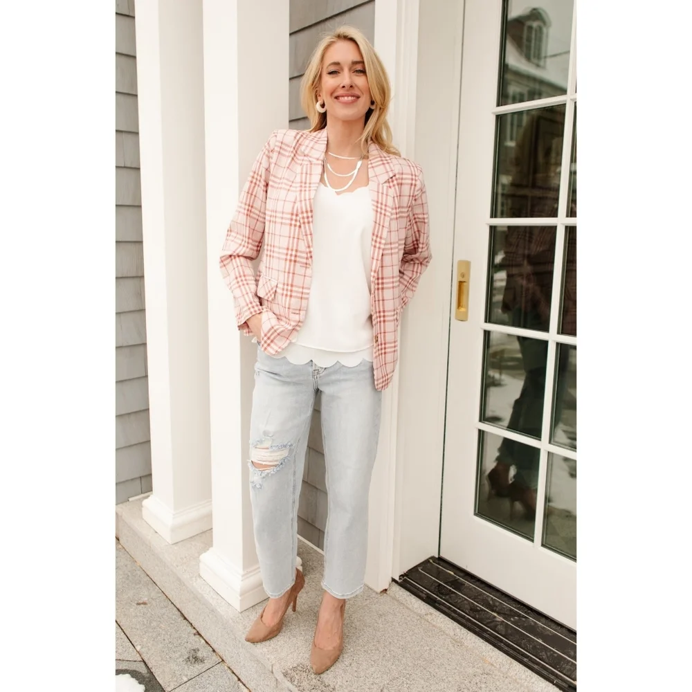 DRESSED IN PLAID BLAZER IN PINK - Picture 5 of 10